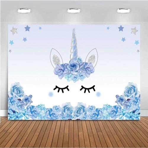 Royal Vinyl Backdrops For Photography Pink Flowers Unicorn Birthday Party Poster Child Watercolor Photo Background Photocall