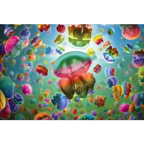Colorful jellyfish The wooden puzzle 1000 pieces ersion jigsaw puzzle white card adult childrens educational toys