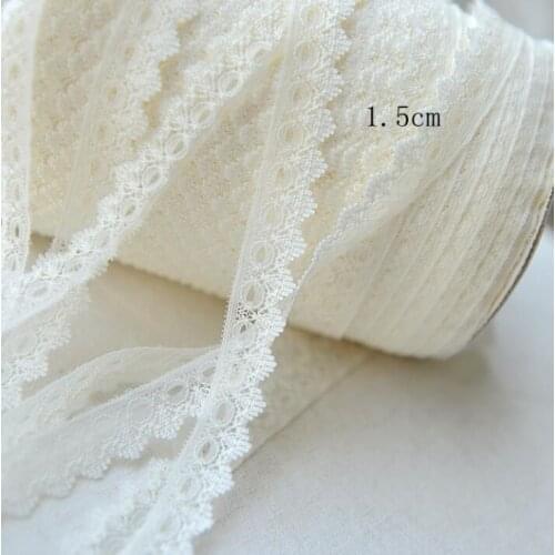 20 Meters 1.5cm Width DIY Sewing Garment Clothing Webbing Lace Ribbon Ivory Lace Trim Headband Garter Making
