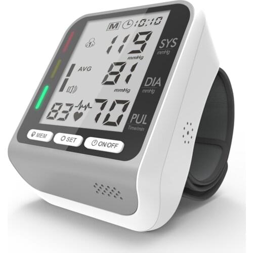 Blood Pressure Monitor Wrist Automatic Digital BP Machine Heart Rate Pulse Monitor with Voice Function & Large LCD Display
