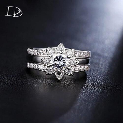 DODO Trendy Ring Sets Unique 3 Pcs Flower Bague AAA Zircon & White Gold Color Anel Mujer Engagement Jewelry For Women Gift Dd231