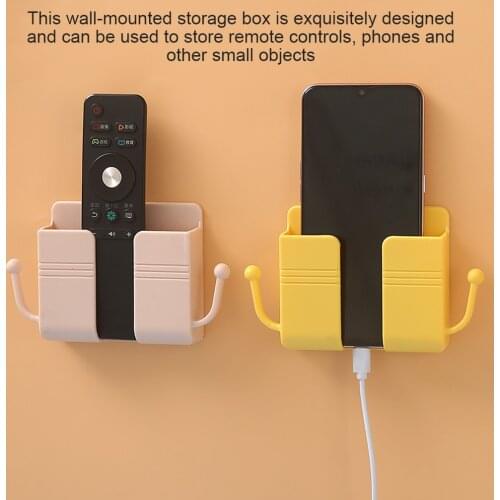 Punch Free Wall Mounted Organizer Storage Box Remote Control Mounted Mobile Phone Plug Wall Holder Charging Multifunction hook