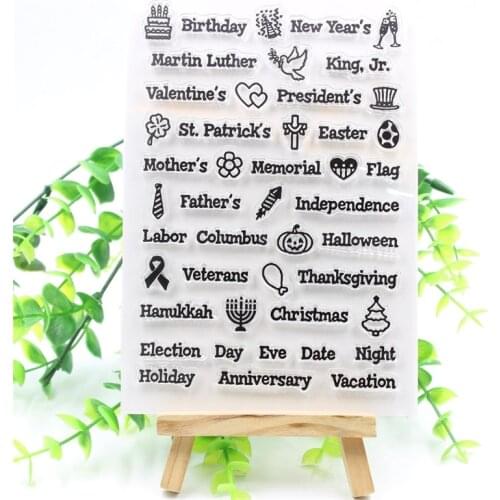 Festival Name Transparent Clear Silicone Stamps for DIY Scrapbooking/Card Making/Kids Fun Decoration Supplies
