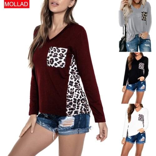 Fall 2021 New Womens Clothing Loose plus Size Leopard Print Long Sleeve T-shirt Shirt Women