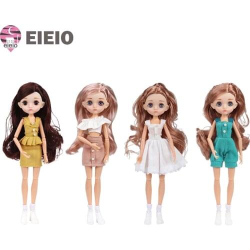 New Edition 11 Joint Moveable Body 26cm 1/6 Doll Purple Brown Eyes with Fashion Clothes Shoes Style Dress Up Baby Dolls DIY Toys