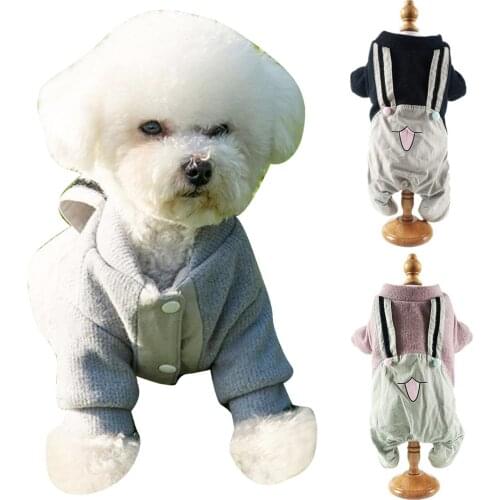 Dog Clothes Overalls For Dogs Pet Jumpsuit Puppy Winter Dogs Clothes Four-legged Cotton-padded Coat Pet Fake Two-piece Overalls