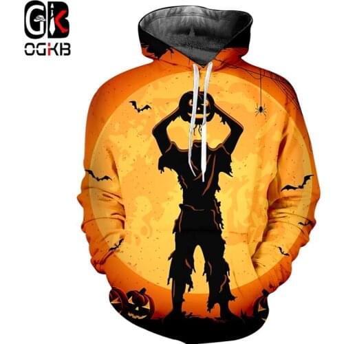 OGKB Fashion Halloween New Broken Head Zombie Hoodies Best Selling Wholesale 6XL 3D Printed Clothing