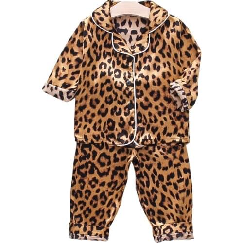 Pajamas spring leopard print suit Childrens clothing Children pajamas 2pcs sets baby boy cloths kids Sleep