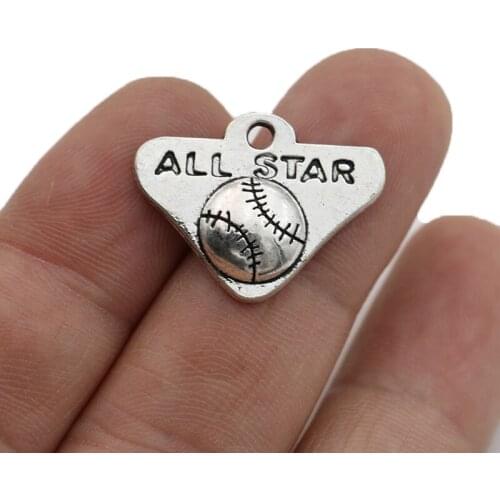 JAKONGO All Star Volleyball Charms Pendants for Jewelry Making Bracelet DIY Accessories 19x25mm