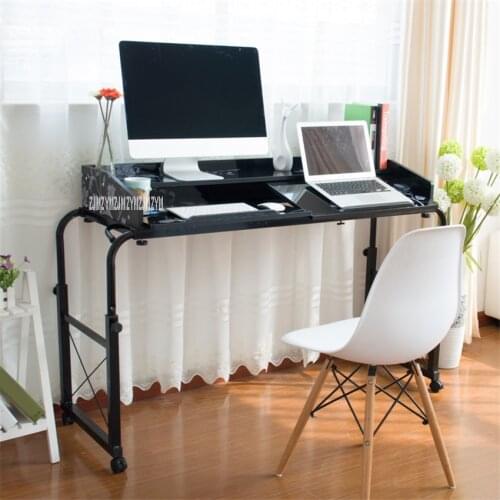 Portable Foldable Adjustable Computer Desk Folding Multifunctional Cross Storage Shelf Bookshelf Double Laptop Table