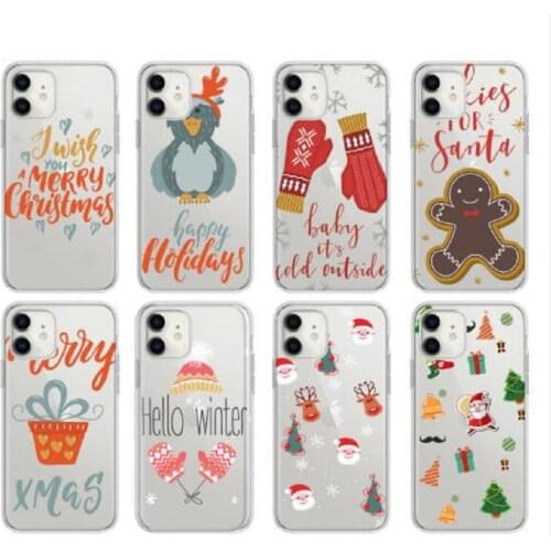 Transparent Back Cover Christmas Phone Case For iPhone 11 7 8 6 6S Plus Santa Claus TPU Soft Case For iPhone XR X Xs 11Pro Max