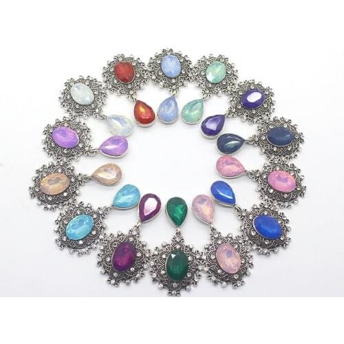 Retro Mix Color Pendant Metal Brooches Buttons 10Pcs/Lot 25*45mm Home Party Decoration