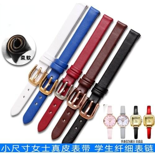 Small Womens Watchband Genuine Leather Watch Band Slim Watch Bracelet for Julius 6 8 10 Mm Black Brown Red White Watch Strap