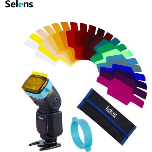 Selens 20pcs SE-CG20 Flash Gel Color Filters for Metz Godox D7100 SB910 Speedlite Speedlight Flashgun Lighting Control Modifier
