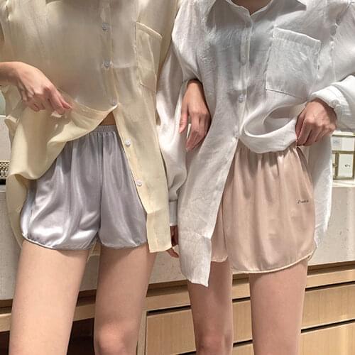 Safety Short Pants Thin Silk Shorts Spandex Seamless Protective Slip Under Loose White Pink Casual Home Short Pants Woman Summer