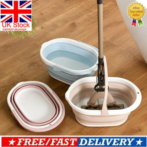 Foldable Mop Bucket Collapsible Portable Wash Basin Dishpan With Handle For UK