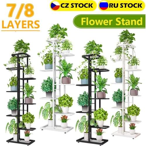 6/7/8Layers Flower Stand Rack Storage Shelf Iron Plant Holder Home Garden Flower Pot Organizer Living Room Balcony Storage Rack