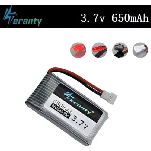 Teranty Power 3.7V 650mAh Li-po Battery For SYMA X5C X5C-1 X5 H5C X5SW 852540 3.7V Drone Rechargeable Lithium Battery 1Pcs/Sets