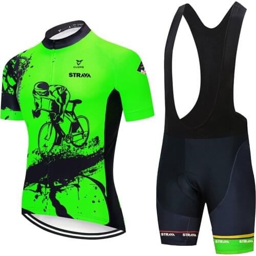 2021 STRAVA Cycling Jersey Set Breathable Bicycle Clothing Riding Bike Clothes MTB Short Sleeve Sports Cycling Set Ropa Ciclismo