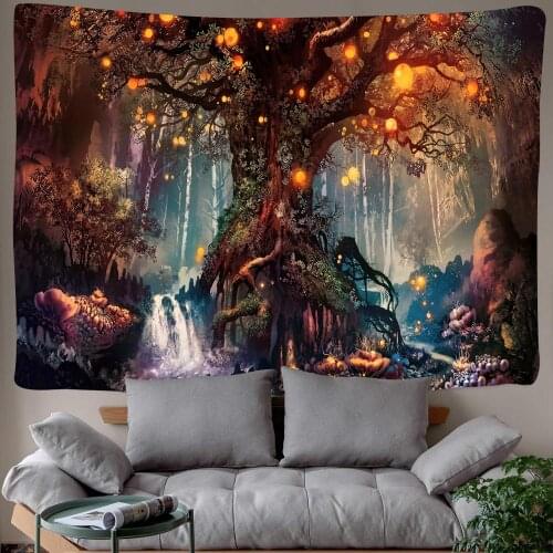 Boho Decoration Home Decor Mysterious Life Tree Home Decoration Tapestry Mandala Psychedelic Scene Wall Hanging Decoration Mural