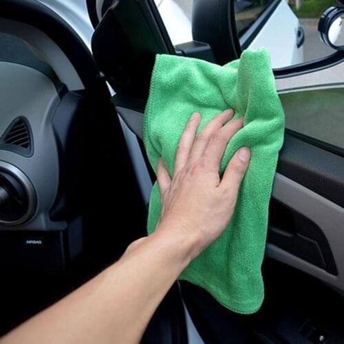 Green car wiping towel, cleaning small square towel, wiping towel microfiber car N4T7