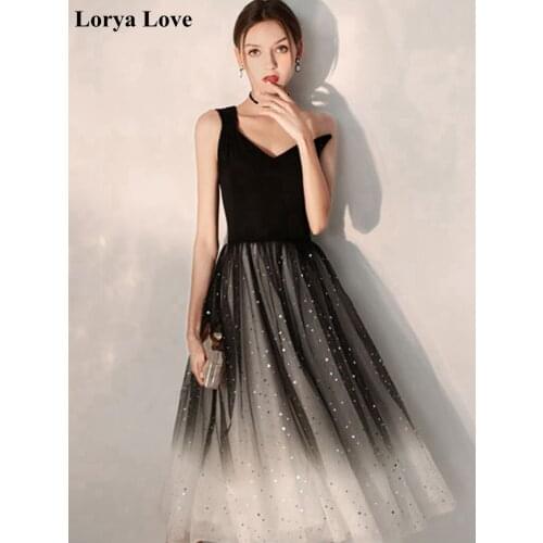 2020 Sequins Black Gradient Prom Dresses Elegant Girl Summer Cocktail Jurk Women Party Night Formal Vestidos Graduation Gowns