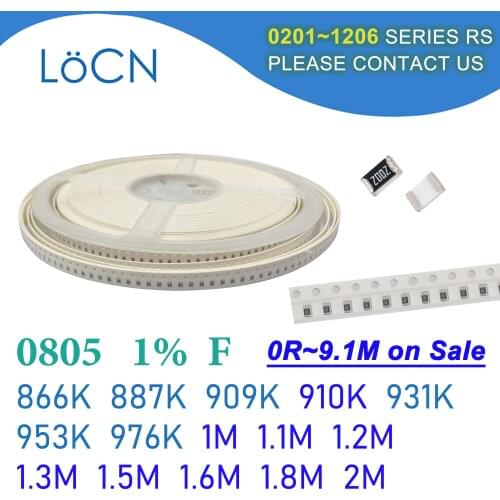 0805 1% 5000PCS SMD Resistor F 866K 887K 909K 910K 931K 953K 976K 1M 1.1M 1.2M 1.3M 1.5M 1.6M 1.8M 2M 2012 OHM