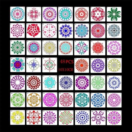 1 Set Mandala Stencils For Wood Tiles Fabric Wall Stencil Painting DIY Home Decoration Drawing Laser Cut Template