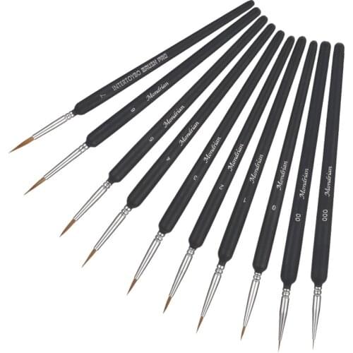 10Pcs/set Professional Wolf Hair Hook Line Pen Miniature Painting Brush Art Brushes for Drawing Oil Painting Brush Art Supplies