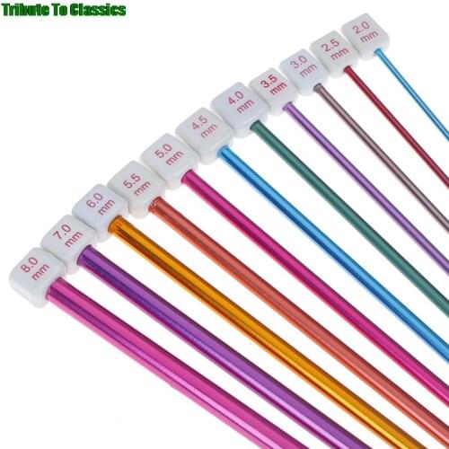 11PCS/14PCS 10.6" Multicolour Aluminum TUNISIAN AFGHAN Crochet Hook Knit Needles Set 2-8mm
