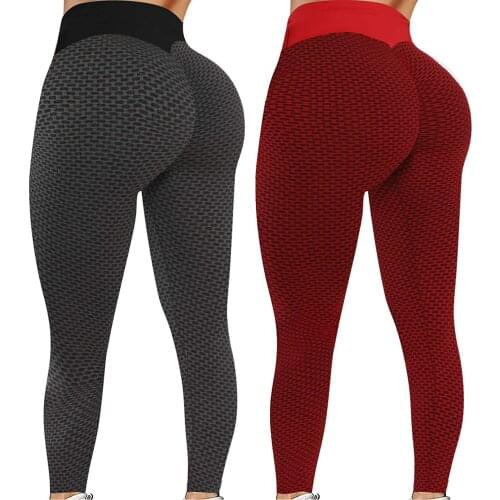 2PCS 2021 New Grid Tights Yoga Pants Women Seamless High Waist Leggings Breathable Gym Fitness Push Up Clothing Girl Yoga Pant