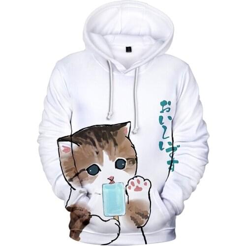 Animal Cute Cat Eat Ice Cream 3d Hoodies Pullover Fashion Men Women Hoodie Tops Pocket Long Sleeve Boys Girls Hooded Sweatshirts