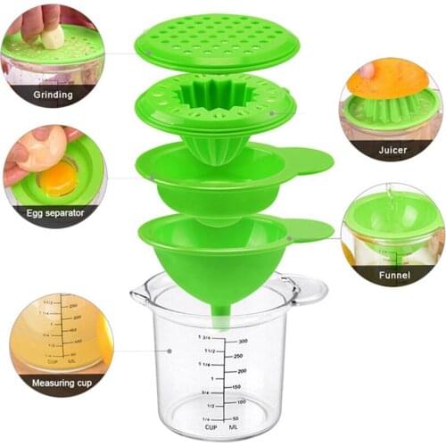 5 in 1 Multifunction Lemon Fruit Juicer Press Squeezer Funnel Seasoning Grater Egg Separator Measuring Cup Kitchen Tools Set