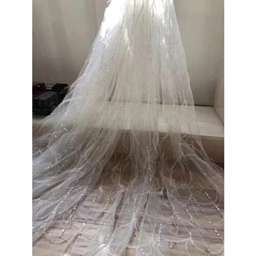 5yards/bag BZD01# 4 light thin plumage series of sequins lace fabric for bridal wedding dress/sawing Free shipping