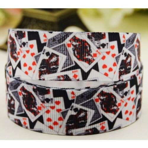 22mm 25mm 38mm 75mm Poker Cartoon printed Grosgrain Ribbon party decoration 10 Yards X-02942