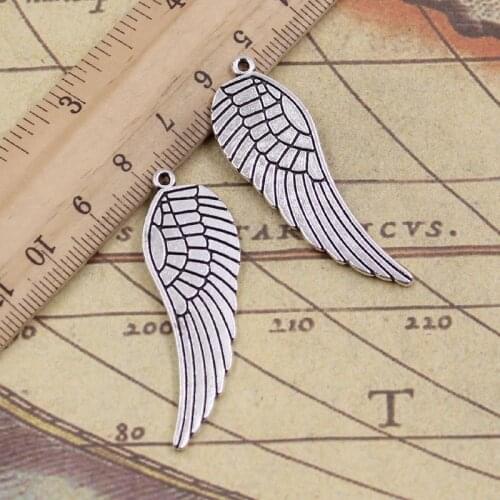 8pcs Charms Angel Wings 47x15mm Tibetan Pendants Crafts Making Findings Handmade Antique Jewelry DIY For Necklace