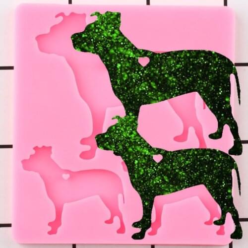 Shiny Dog Silicone Mold Epoxy Resin Craft Keychain Polymer Clay Pendant Jewelry Making Mould DIY Handmade Charms Molds