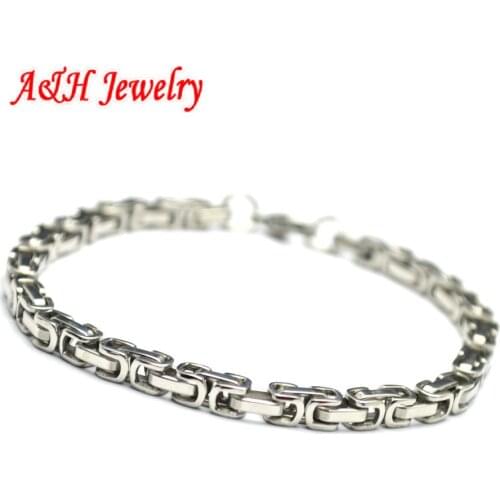 5pcs 5mm Wide 304L Stainless Steel 21cm Bracelets For Men and Women