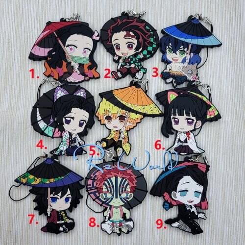 Demon Slayer: Kimetsu no Yaiba original Japanese anime figure rubber Silicone mobile phone charms key chain strap keyring