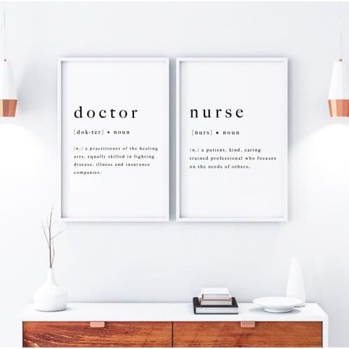 Doctor Nurse Definition Wall Art Prints Medical University Graduation Poster Gift Medical Canvas Painting Clinic Wall Decor