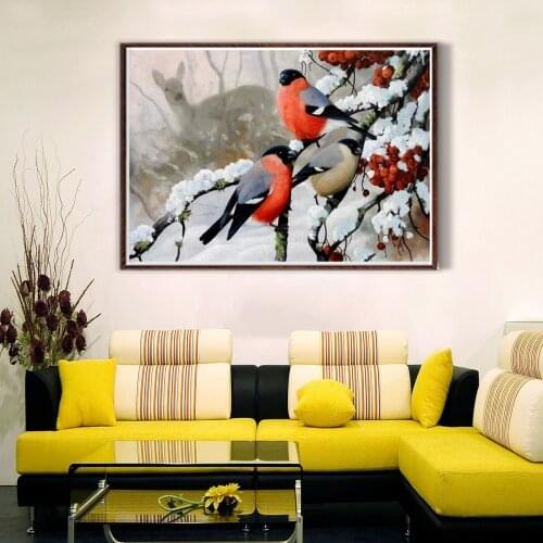 Winter and Birds Snow Poster Canvas Print Painting Wall Art Living Room Home Decoration