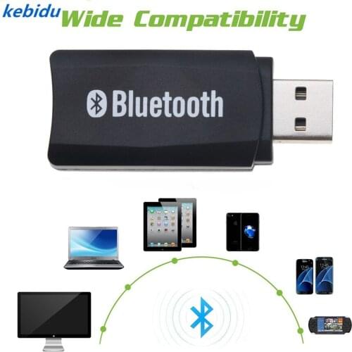 Kebidu Wireless Bluetooth 5.0 USB Receiver Adapter Dongle AUX with 3.5mm Audio Cable Handsfree Speaker Headphone for Car Kit Hot