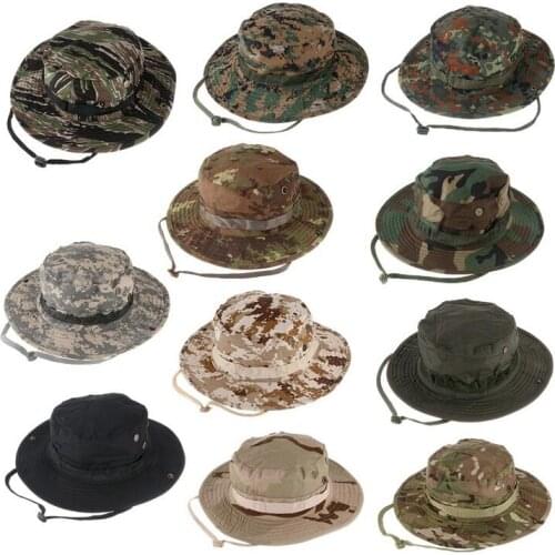 Men Outdoor Tactical Bonnie Hats Military Camouflage Combat Sun Hat Climbing Fishing Visors Round Brim Breathable Cap Oc2D