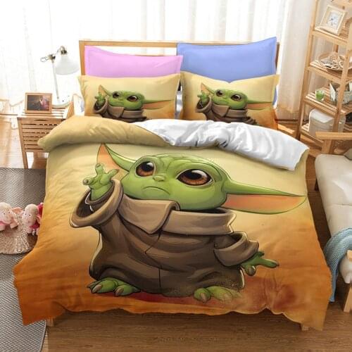 Baby Yoda Cute Disney Bedding Set for Kids The Mandalorian Master Yoda Kawaii Grogu Anime Duvet Cover 2/3pcs Children Boys Gifts