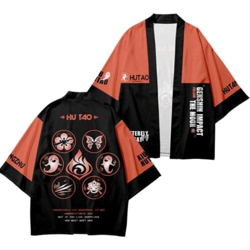 Anime Genshin Impact Hu Tao Cosplay Costume Haori Japanese Kimono Cardigan Shirt Plus Size Jackets Halloween Party for Men Women