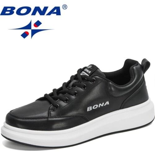 BONA 2020 New Desiogners Fashion Flat Casual Shoes Men Lace-up Comfortable Sneakers Tenis Masculino Adulto Men Casual Footwear