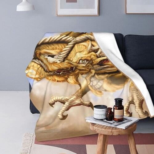 Dragons Zodiac Myth Anime Blanket Fleece Winter Chinese Culture Animal Breathable Soft Throw Blanket for Sofa Car Plush Thin