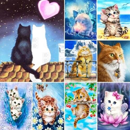Cat Craft 5D Diy Diamond Painting Full Round Square Drill Rhinestone Animal Mosaic Diamond Embroidery Cross Stitch Kit Wall Gift