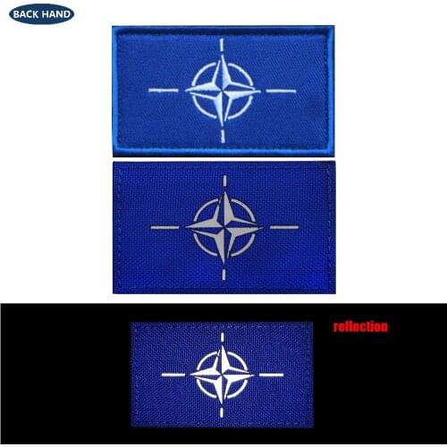 NATO Flag Embroidery Velcros Patches Clothes Badge Armband Backpack Sticker Army Fan Tactical Military Bag Appliques