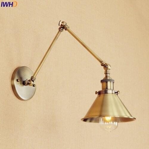Brass Color Retro LED Wall Lights Edison Home Lighting Adjustable Long Arm Wall Sconce Lamp Arandela Aplique Murale Vintage